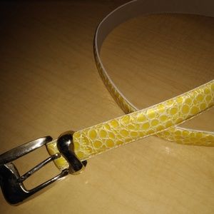 Another Line Yellow Croco Embossed Skinny Belt - L